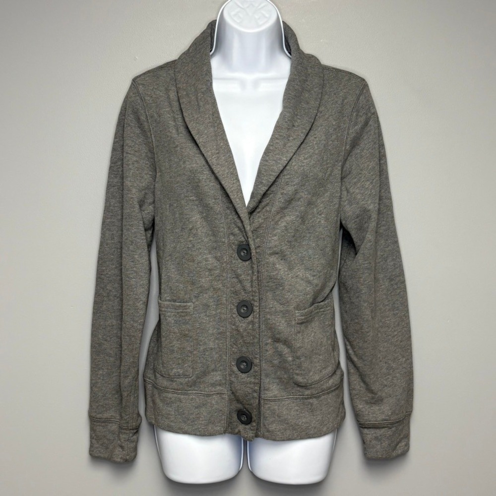 L.L. Bean Heather Grey Lightweight Preppy Casual Minimalist Jacket Blazer Sz M